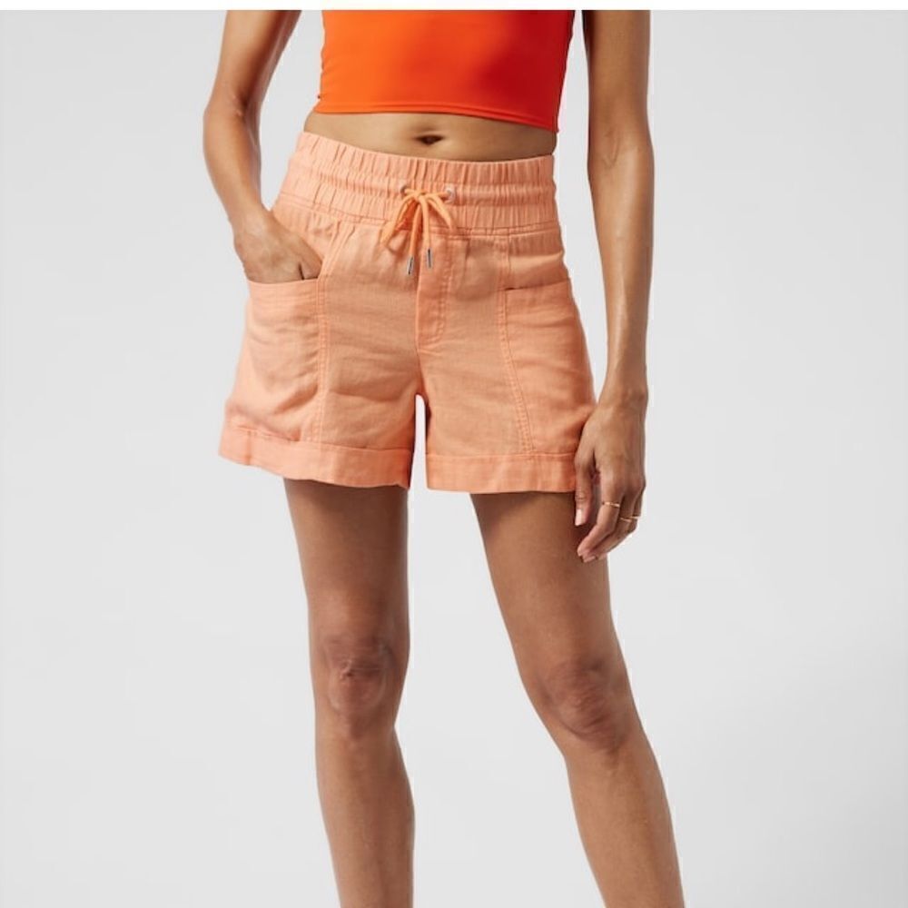 NWT Athleta Cabo 4” Linen Shorts 8 Cactus Peach